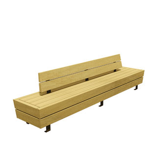 public bench / contemporary / wooden / galvanized iron