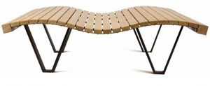 public bench / original design / wooden / galvanized steel