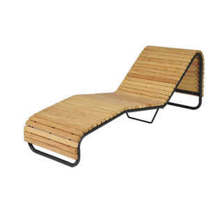 contemporary sun lounger / wooden / galvanized steel / outdoor