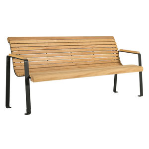 public bench / traditional / wooden / steel