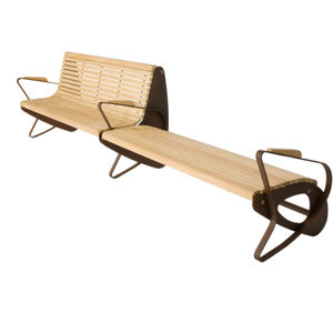 public bench / contemporary / wooden / sheet steel