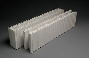 expanded polystyrene (EPS) formwork block / for exterior and interior walls / insulating / flame-resistant