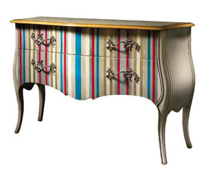 New Baroque design chest of drawers / lacquered MDF / silver