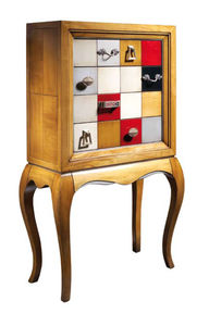chest of drawers with long legs / New Baroque design / wooden / brown