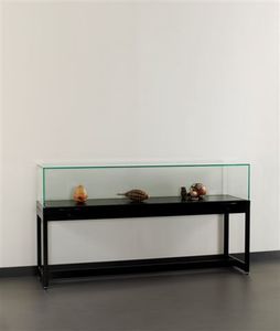 contemporary display case / with legs / glass / aluminum