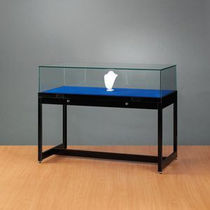 contemporary display case / with legs / glass / aluminum