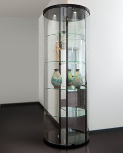 contemporary display case / glass / lacquered MDF / aluminum
