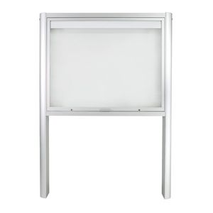display panel with long legs / outdoor / glass / steel