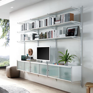 modular bookcase / wall-mounted / contemporary / metal