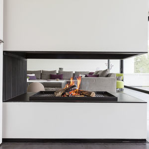 wood-burning fireplace / contemporary / original design / open hearth