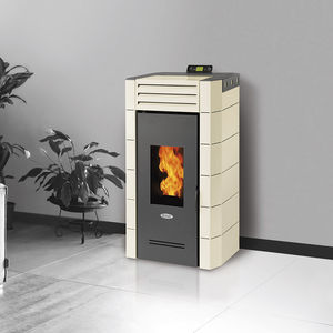 pellet boiler stove / contemporary / steel / ventilated
