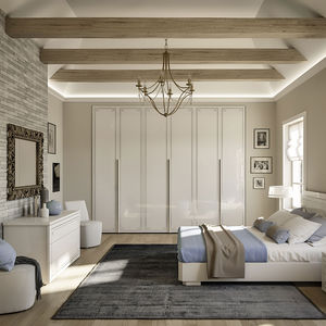 contemporary wardrobe / lacquered wood / with swing doors