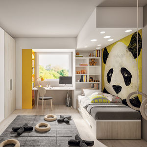 white children's bedroom furniture set / yellow / lacquered wood / unisex