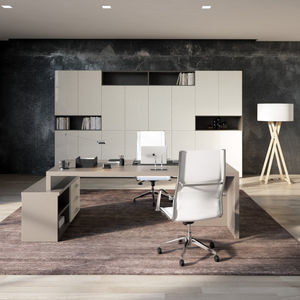 lacquered wood desk / contemporary