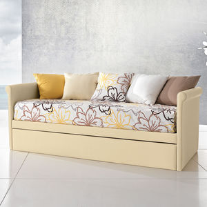 sofa bed / contemporary / leather / fabric