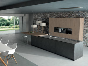 contemporary kitchen / wooden / island / lacquered
