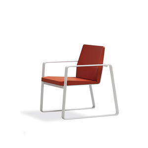 contemporary visitor chair / on casters / swivel / sled base