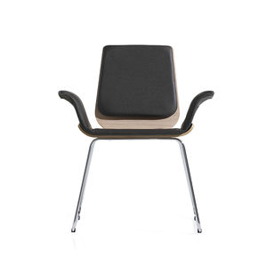 contemporary visitor chair / on casters / swivel / sled base