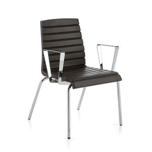 contemporary visitor chair / on casters / swivel / sled base
