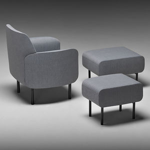 contemporary armchair / fabric / steel / with footrest