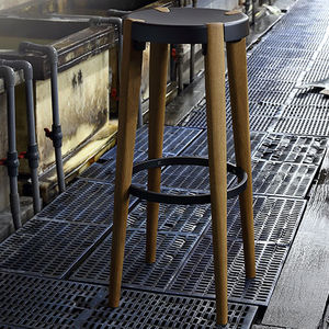 contemporary bar stool / oak / walnut / cast aluminum