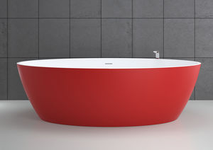 free-standing bathtub / oval / Solid Surface / hydromassage