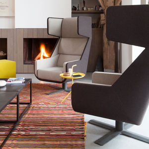 contemporary lounge chair / fabric / swivel / with armrests
