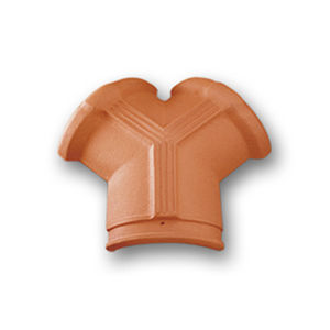 roof ridge tile / clay / smooth / three-way