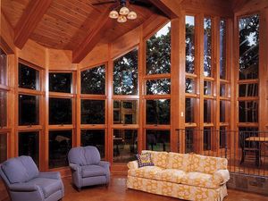 tilting window / stainless steel / wooden / double-glazed