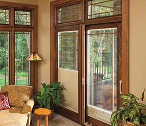sliding patio door / wooden / double-glazed