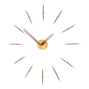 contemporary clock / analog / wall-mounted / walnut