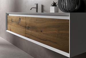 wall-hung washbasin cabinet / oak / walnut / HPL