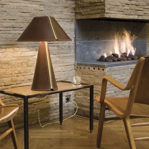 table lamp / contemporary / leather / LED