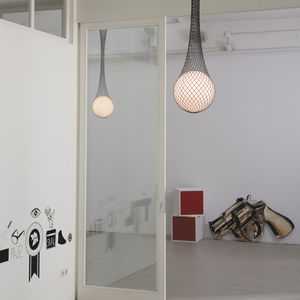 pendant lamp / original design / glass / synthetic fiber