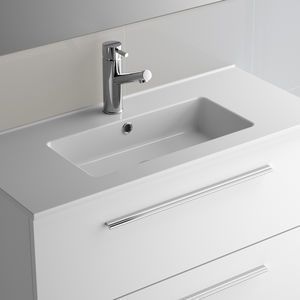 built-in washbasin / rectangular / porcelain / contemporary