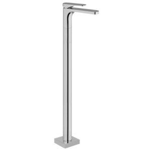 washbasin mixer tap / floor-mounted / chromed metal / bathroom