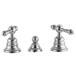 double-handle bidet mixer tap / free-standing / chromed metal / bathroom