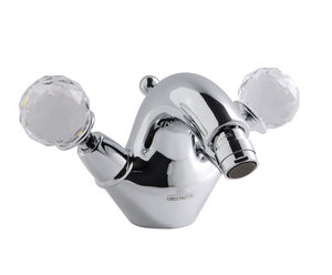 double-handle bidet mixer tap / free-standing / chromed metal / bathroom