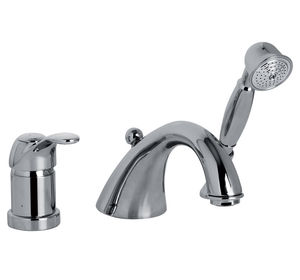 bathtub mixer tap / deck-mounted / chromed metal / brass