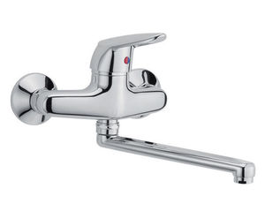 wall-mounted mixer tap / chromed metal / kitchen / 2-hole