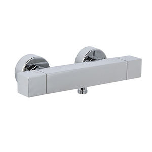 shower double-handle mixer tap / wall-mounted / chromed metal / thermostatic