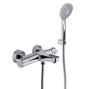 shower double-handle mixer tap / for bathtubs / wall-mounted / chromed metal