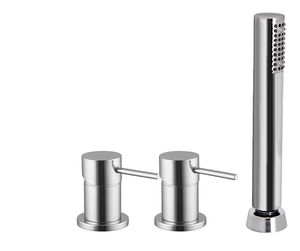 bathtub double-handle mixer tap / deck-mounted / chromed metal / bathroom