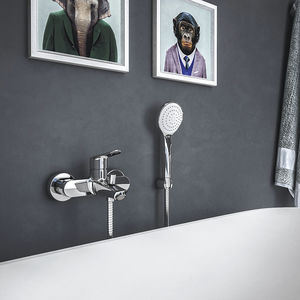 bathtub mixer tap / wall-mounted / chromed metal / brass