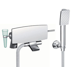 bathtub mixer tap / deck-mounted / chromed metal / bathroom