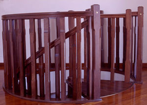 wooden railing / with bars / indoor / for stairs
