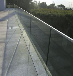 glass railing / stainless steel / glass panel / indoor