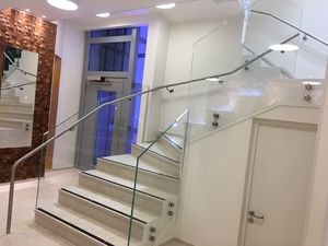 glass railing / stainless steel / glass panel / indoor