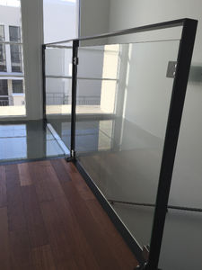glass railing / steel / glass panel / with bars