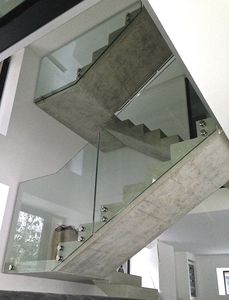 indoor railing / glass / with panels / for stairs